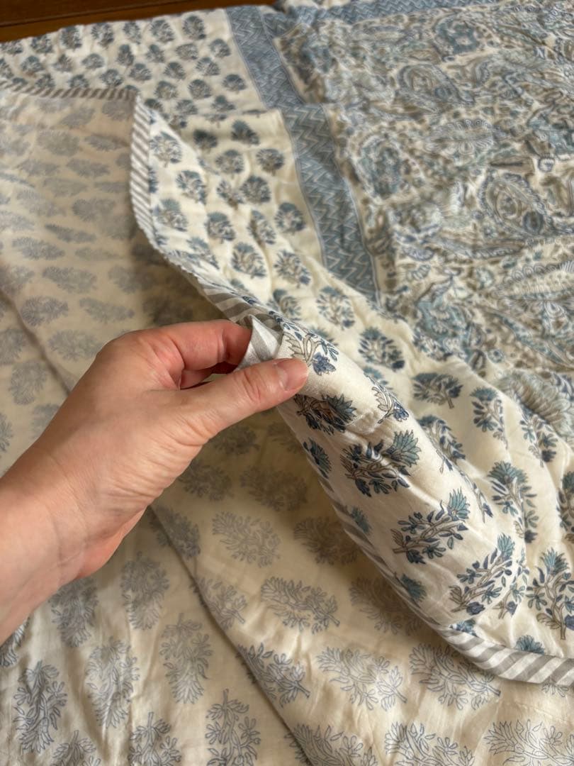 【新品】ブロックプリント 中綿ブランケット