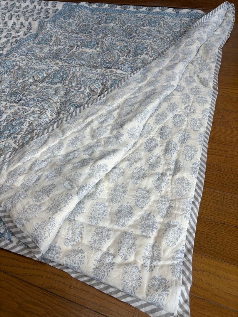 【新品】ブロックプリント 中綿ブランケット