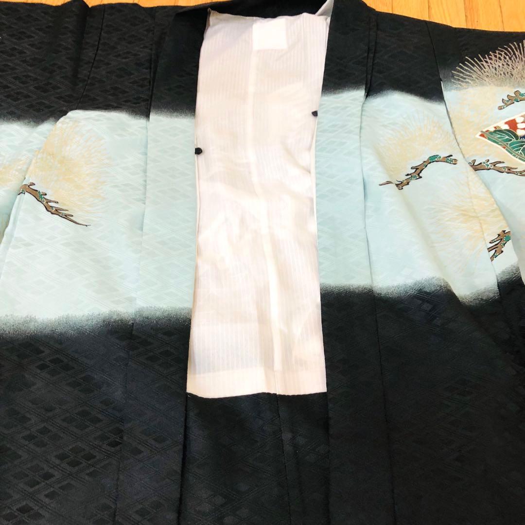 七五三５歳完全フルセット‼️豪華黒地系鷹金彩煌びやか⭐︎袴縞スタイルアップ人気銘品