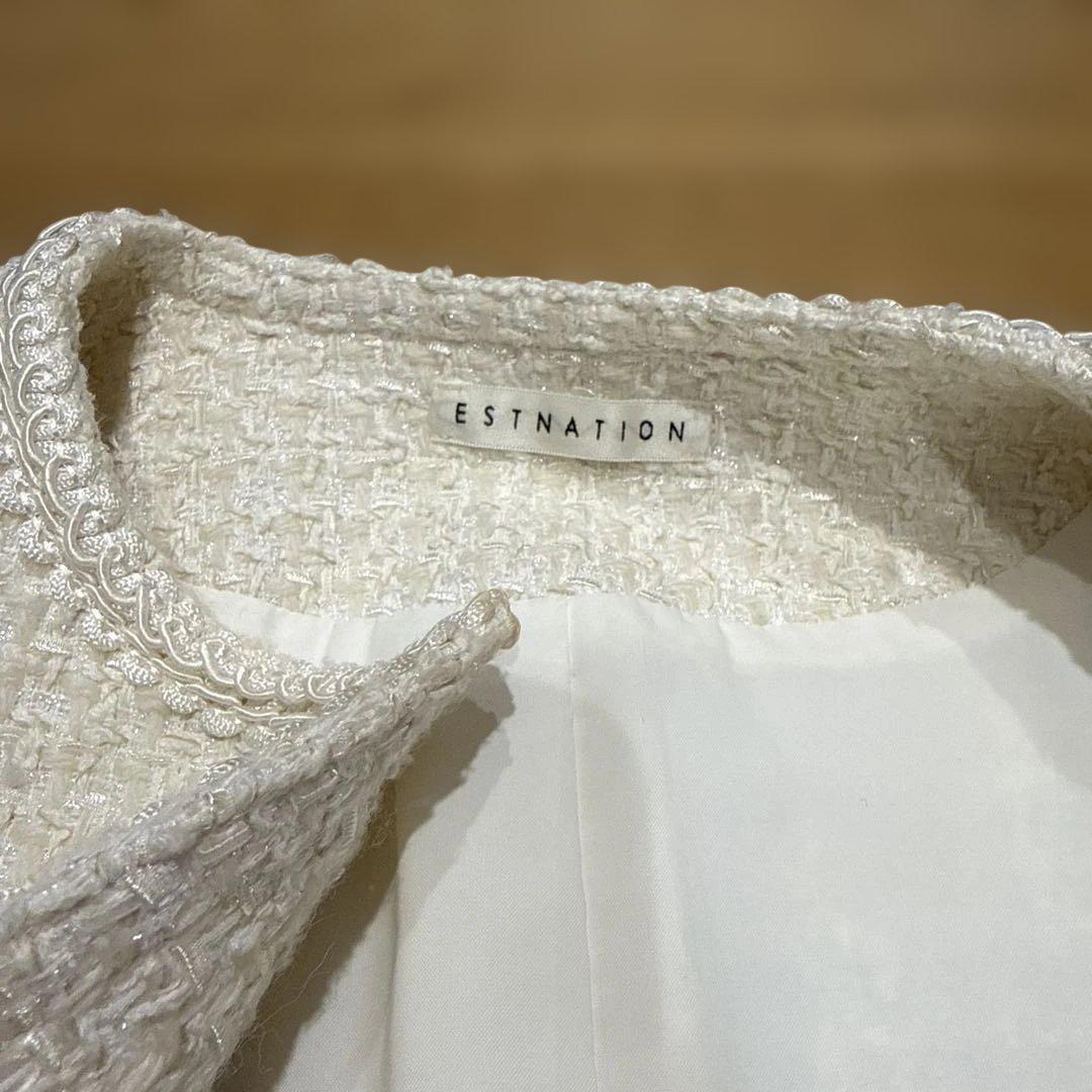 ESTNATION / ファンシーツイードノーカラージャケット