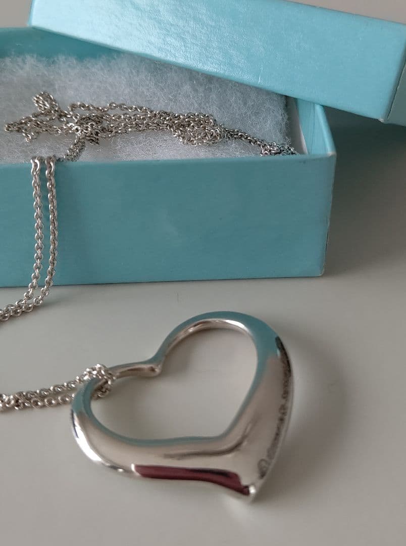 ティファニーラージオープンハートロングネックレスSV925 Box付き