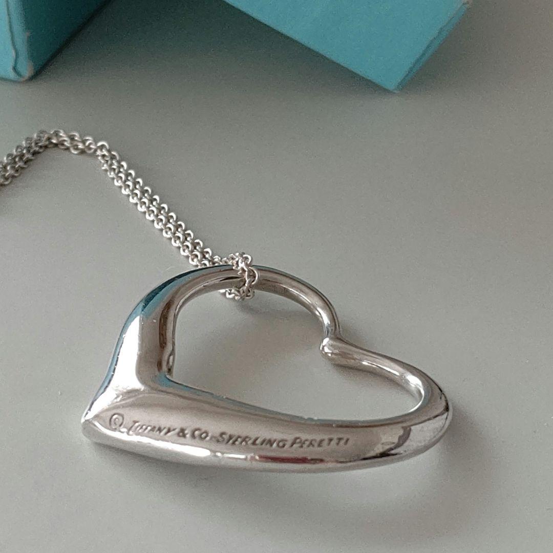 ティファニーラージオープンハートロングネックレスSV925 Box付き
