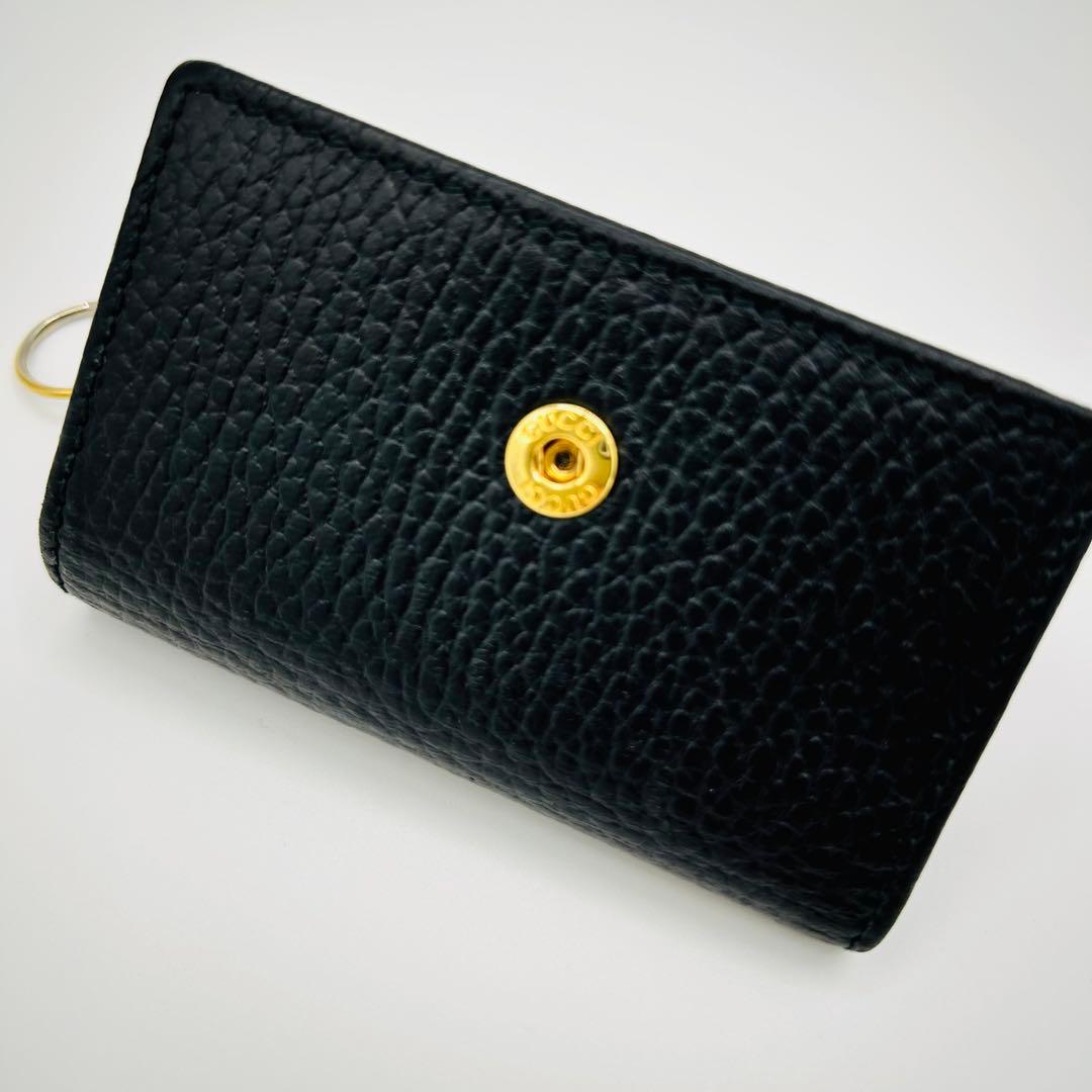 【美品・箱付き】Gucci グッチ6連キーケース　GGマーモントブラック