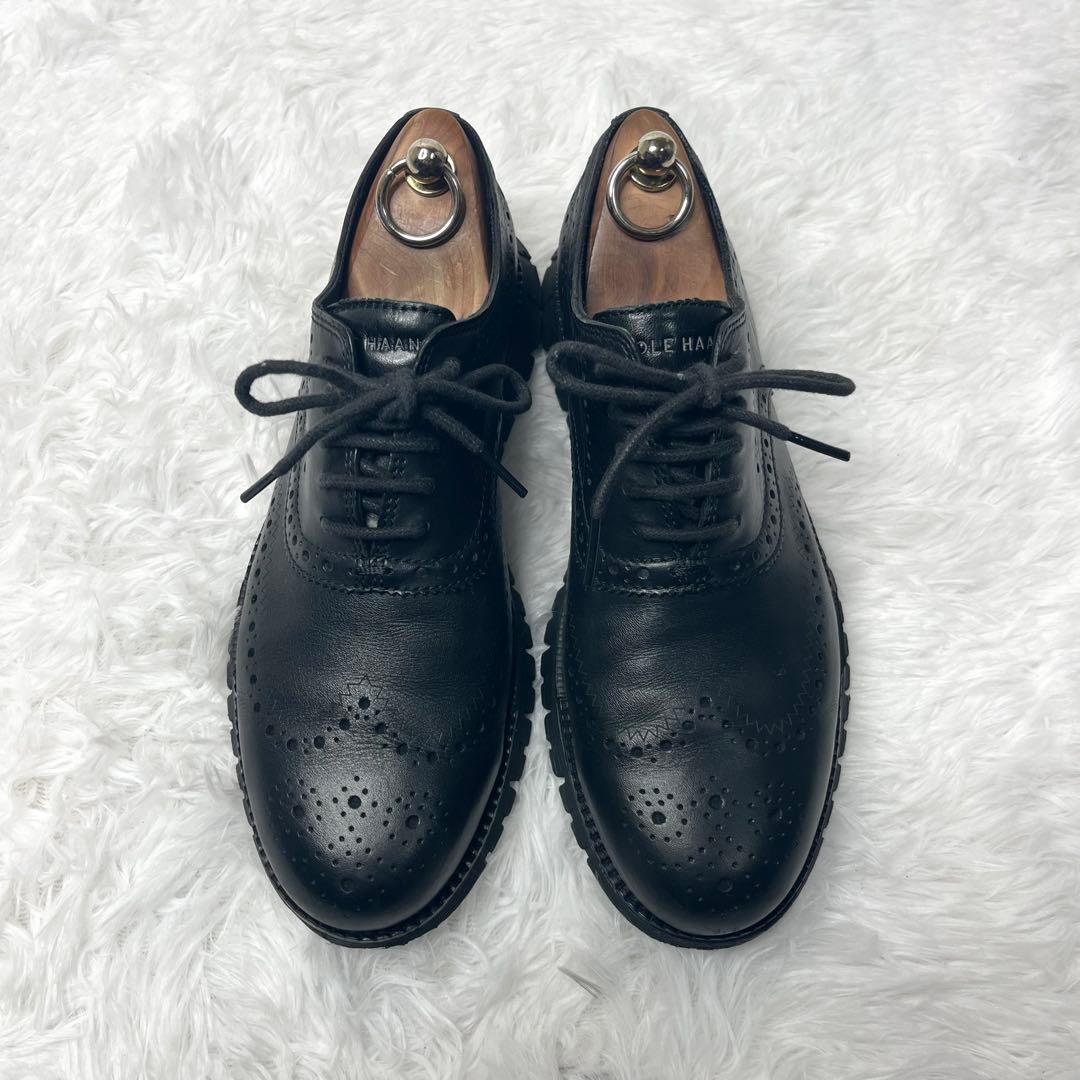 【美品】 コールハーン ゼログランド ウイングチップ シューズ 25.5cm 黒