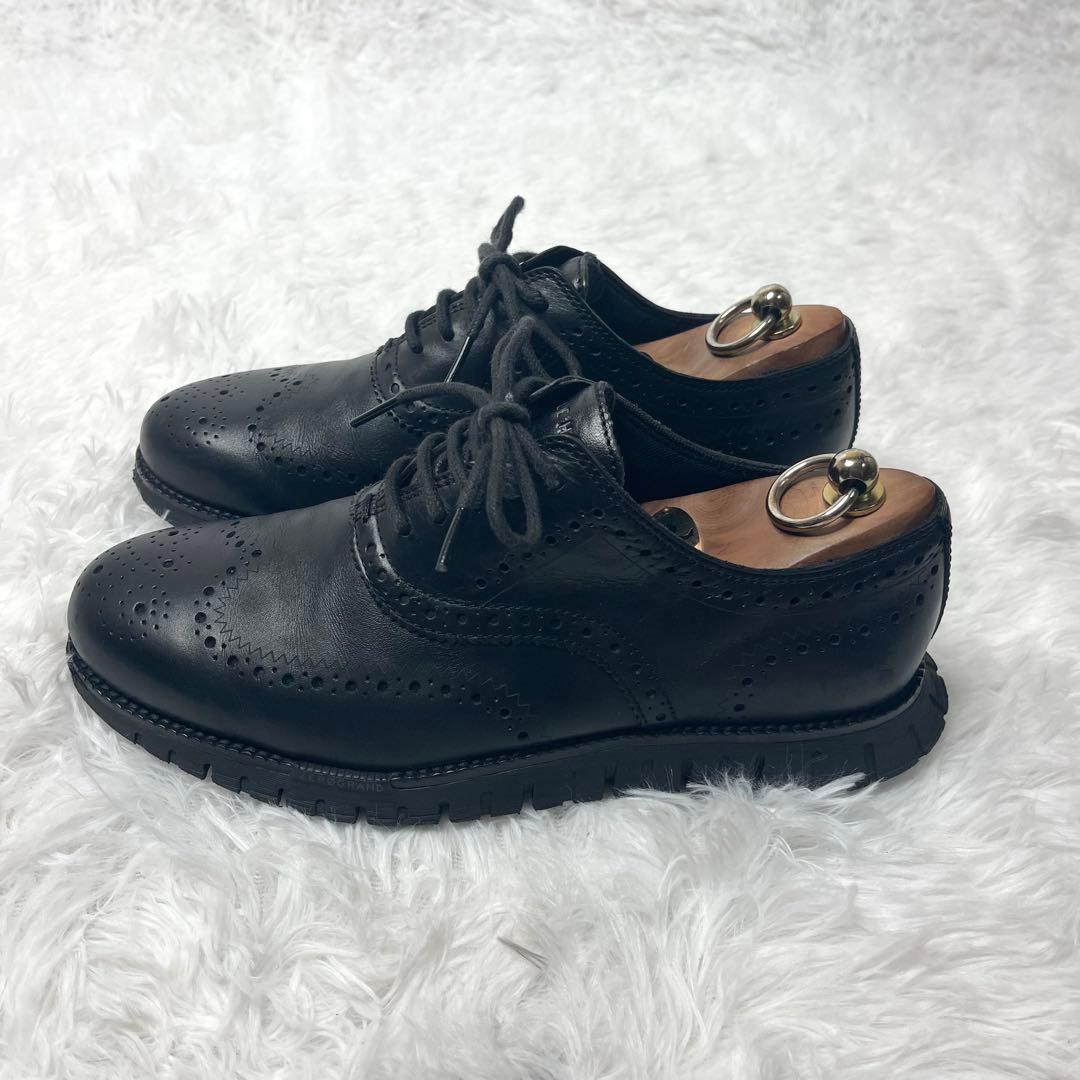 【美品】 コールハーン ゼログランド ウイングチップ シューズ 25.5cm 黒