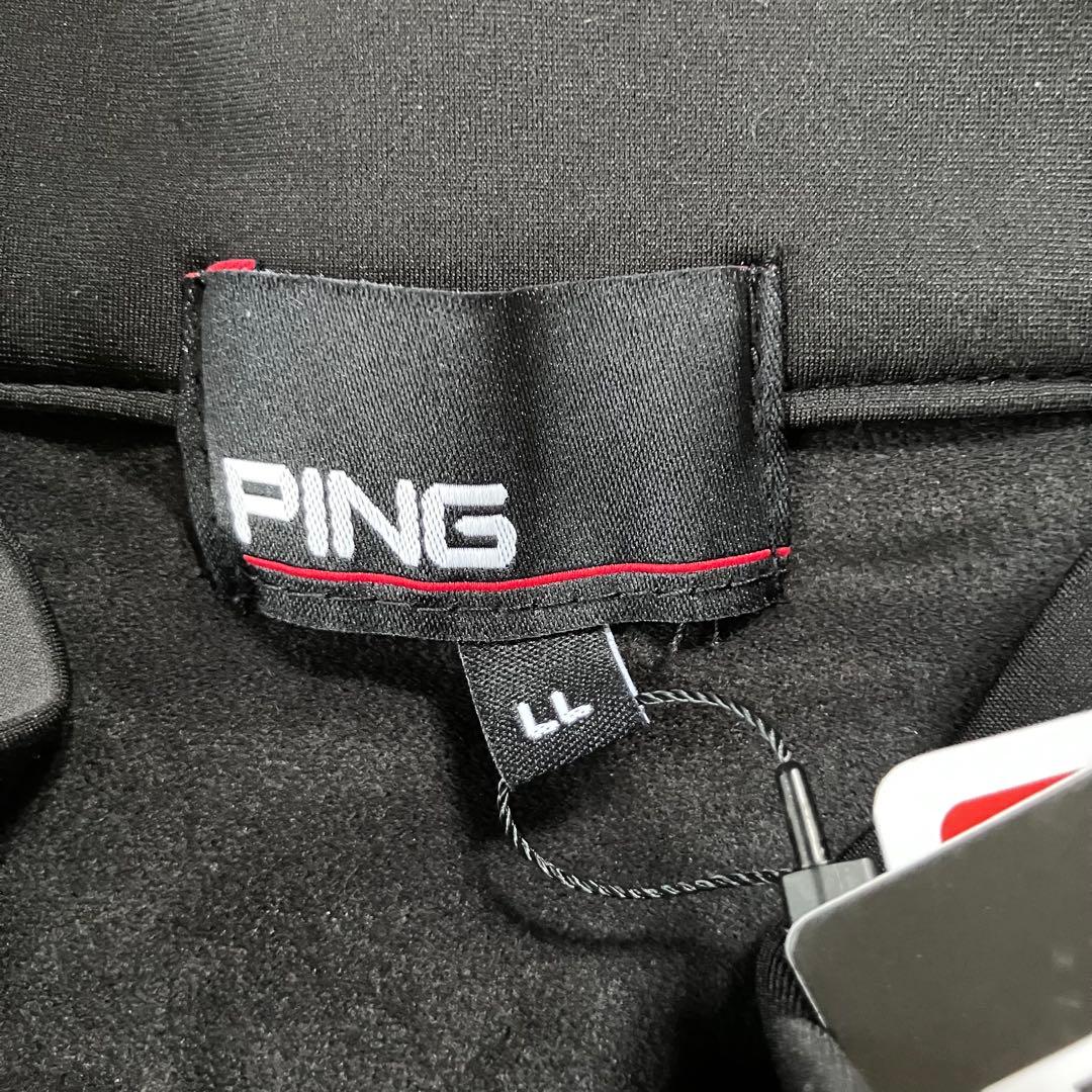 【新品】PING 2024年　キルティング ハーフジップシャツ　ブラック　LL