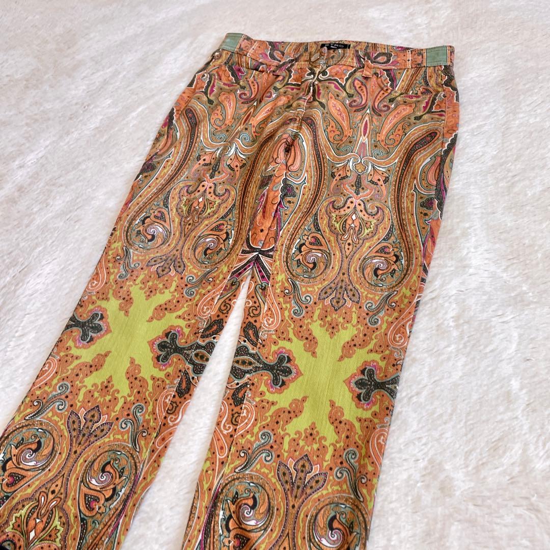 美品 ETRO エトロ ペイズリー ストレッチ マルチカラー パンツ 総柄