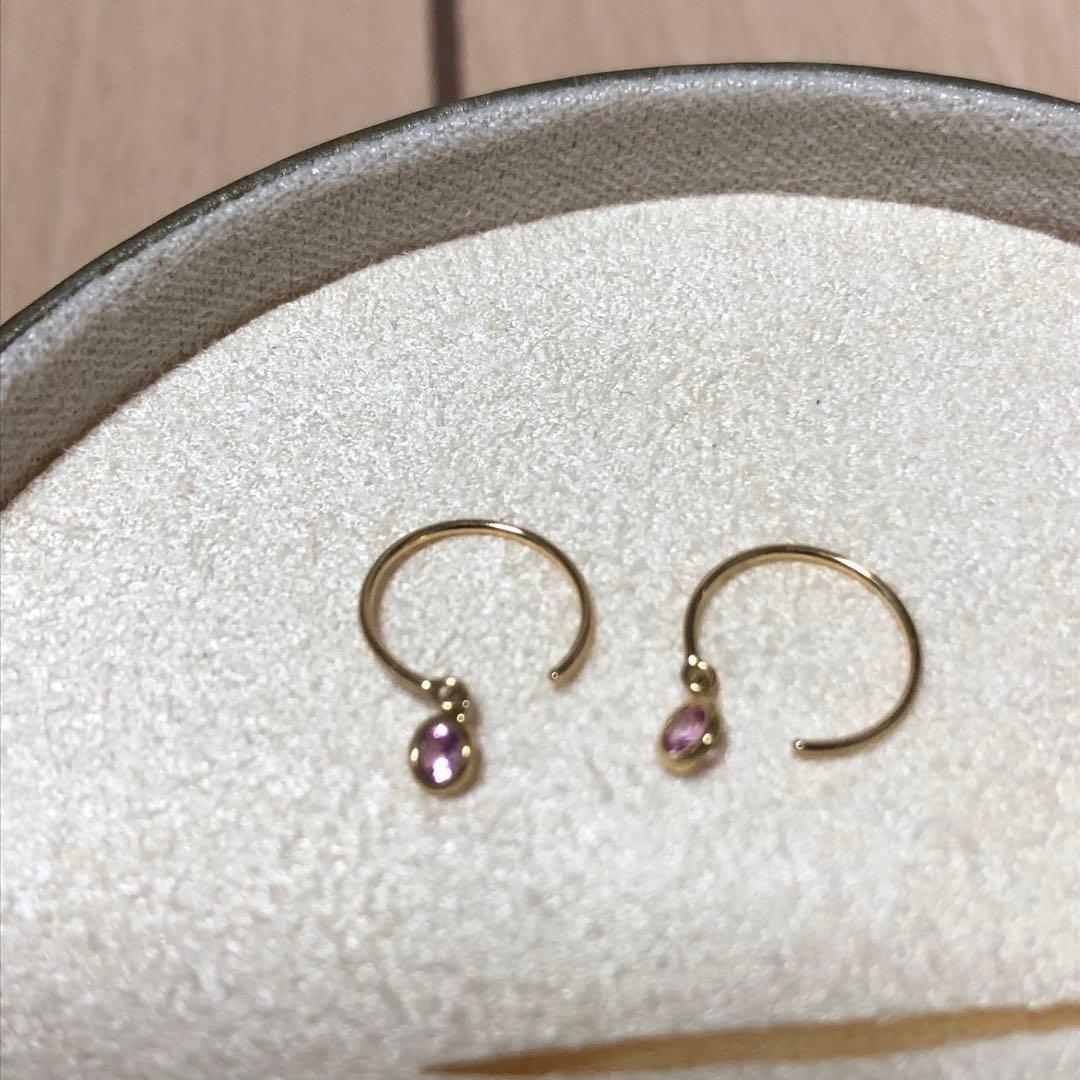 花 AHKAH K18イエローゴールド ピンクサファイアヌーディーピアス