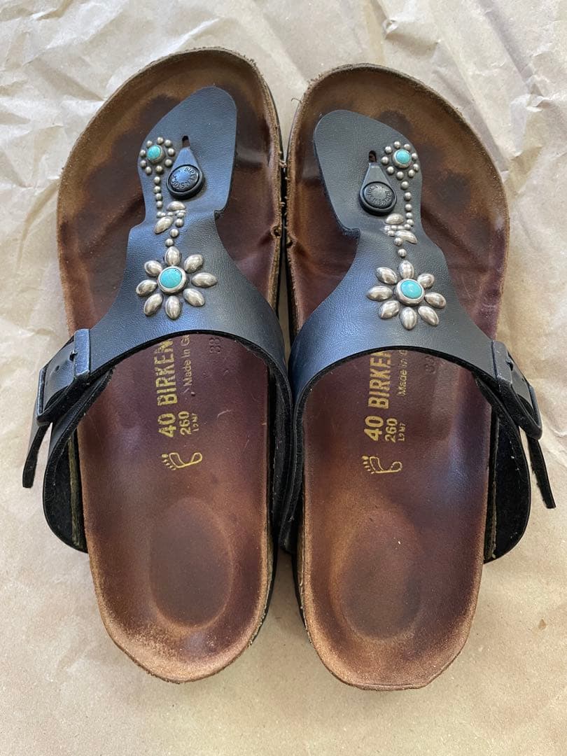 Birkenstock✖️HTCコラボ　ターコイズスタッズ ブラック サンダル