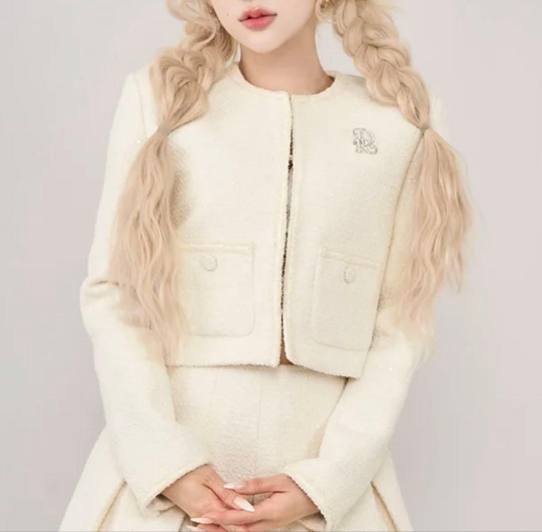 あるむ darich スパンコールツイードジャケットIVO+スカート黒