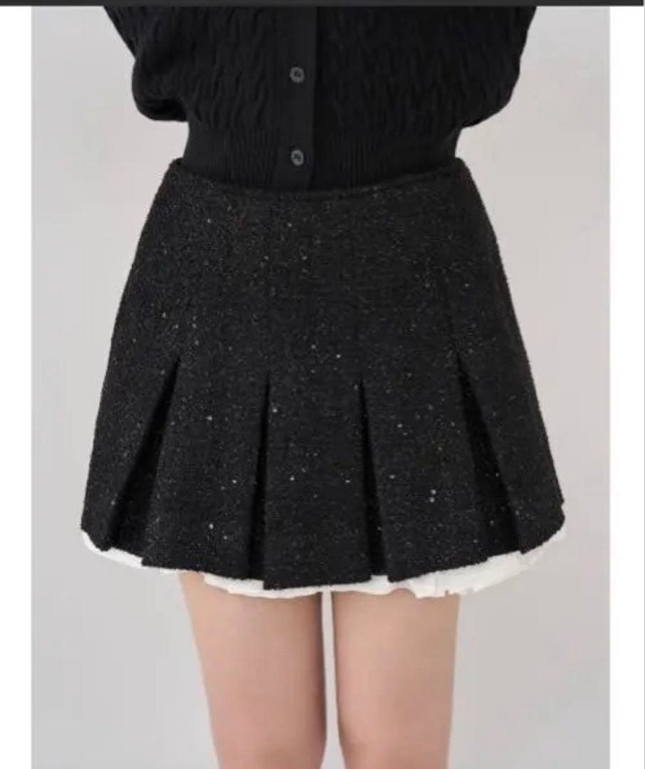 あるむ darich スパンコールツイードジャケットIVO+スカート黒