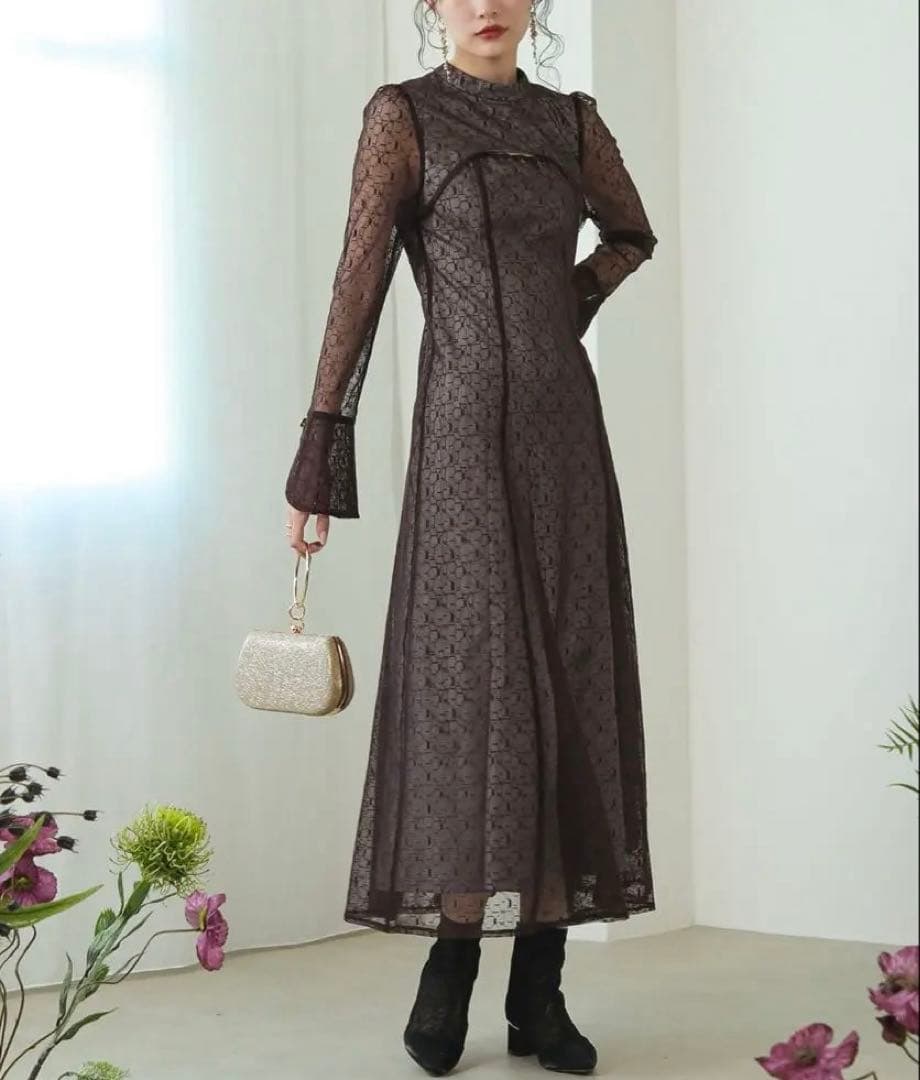 【niana】バックオープンジオメトリックドレス パーティードレス 結婚式