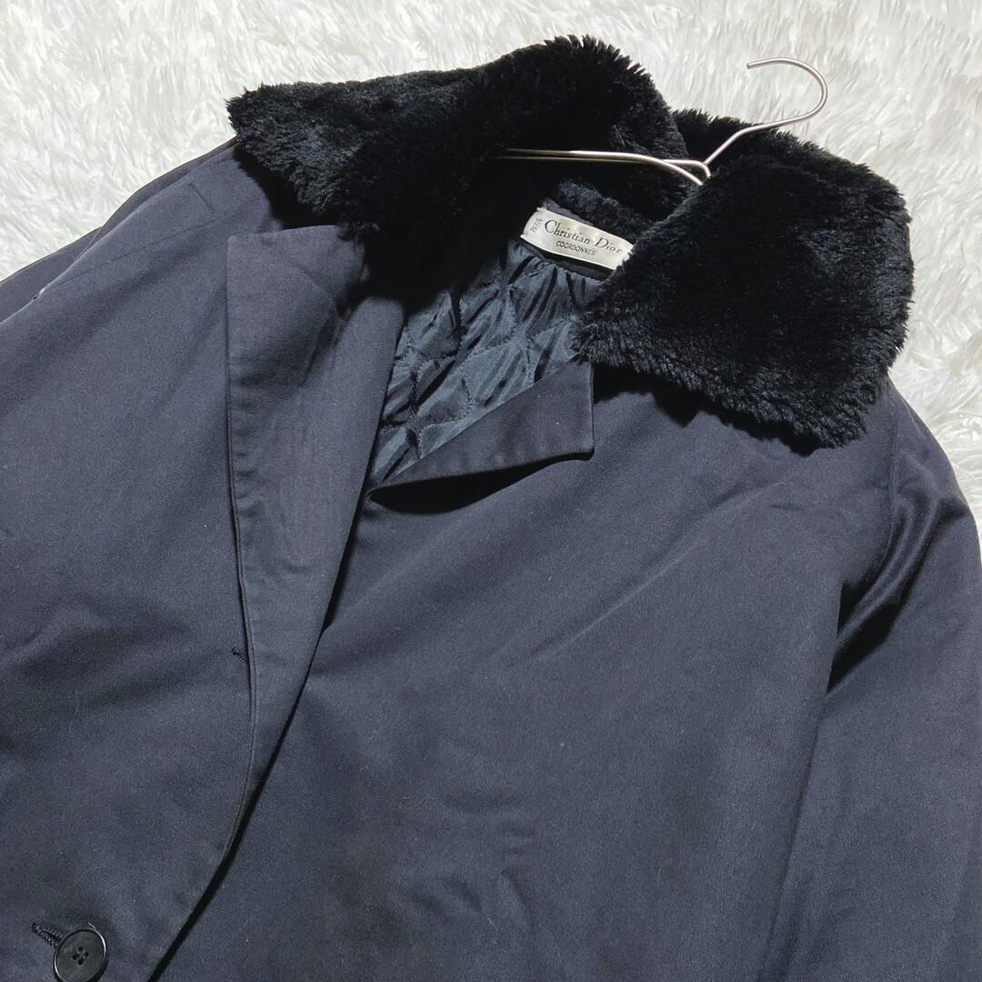 クリスチャンディオール　キルティング　ファーコート　ロング　袖ファー　ブラック