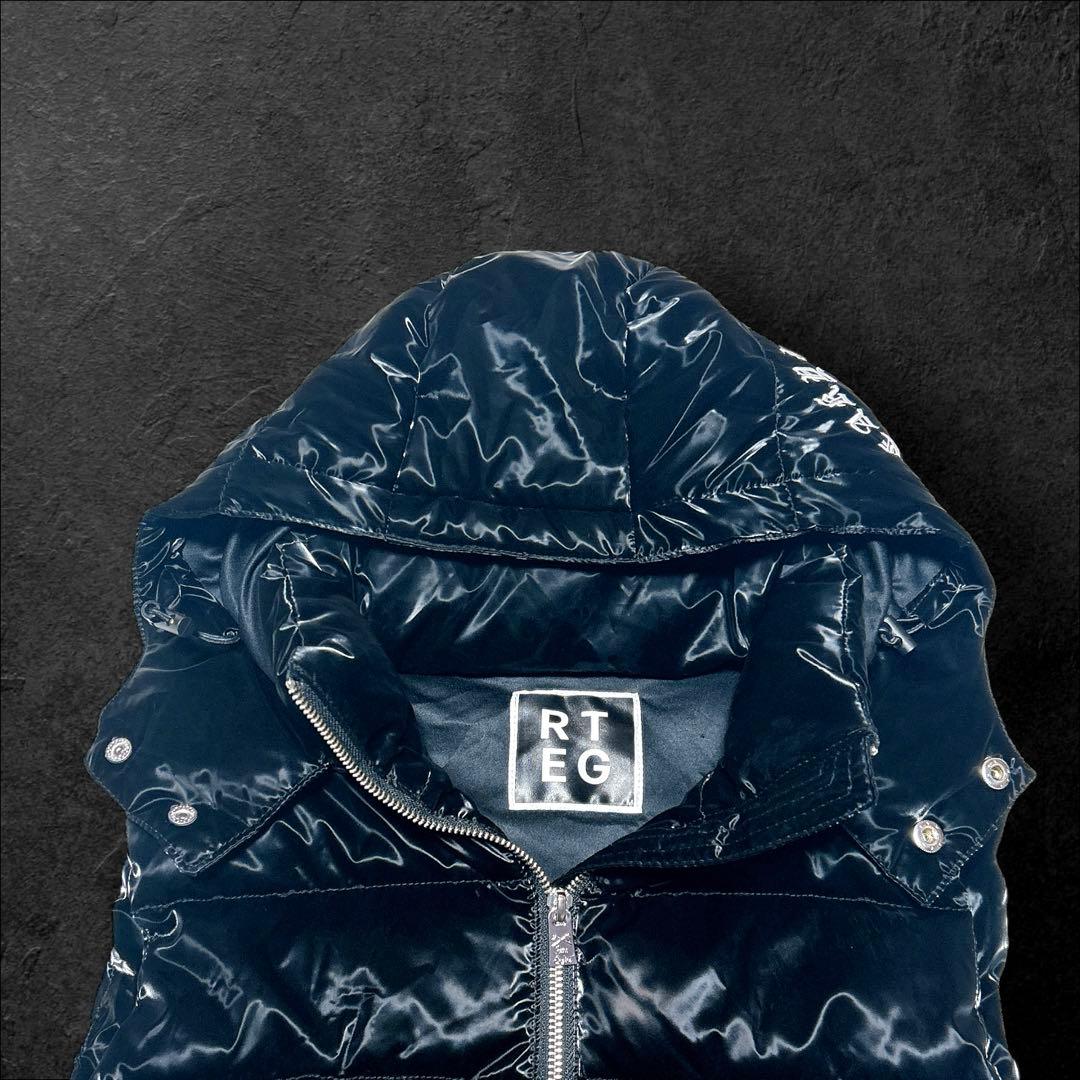 本日限定価格‼️adamsJUGGLER ダウンベスト 黒 光沢 人気 刺繍ロゴ