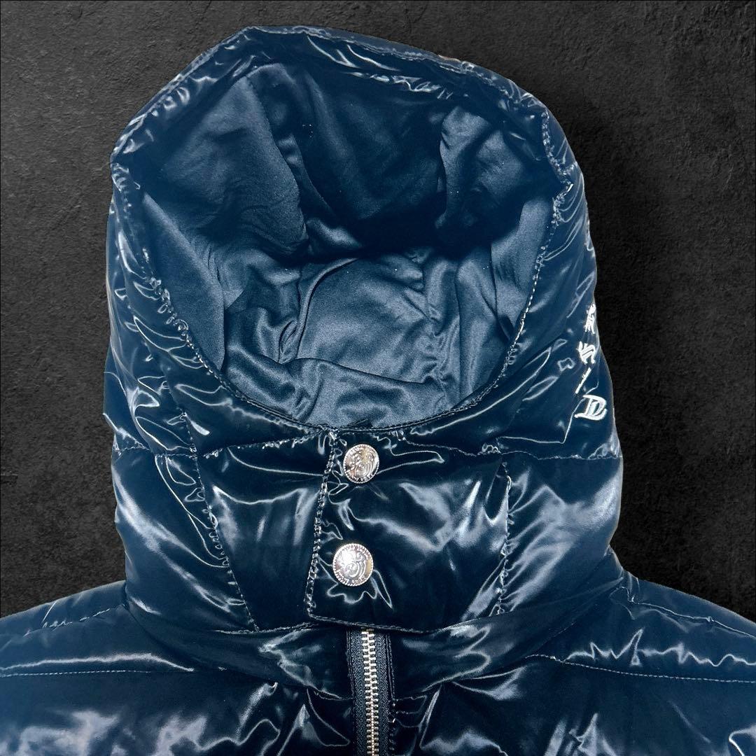 本日限定価格‼️adamsJUGGLER ダウンベスト 黒 光沢 人気 刺繍ロゴ