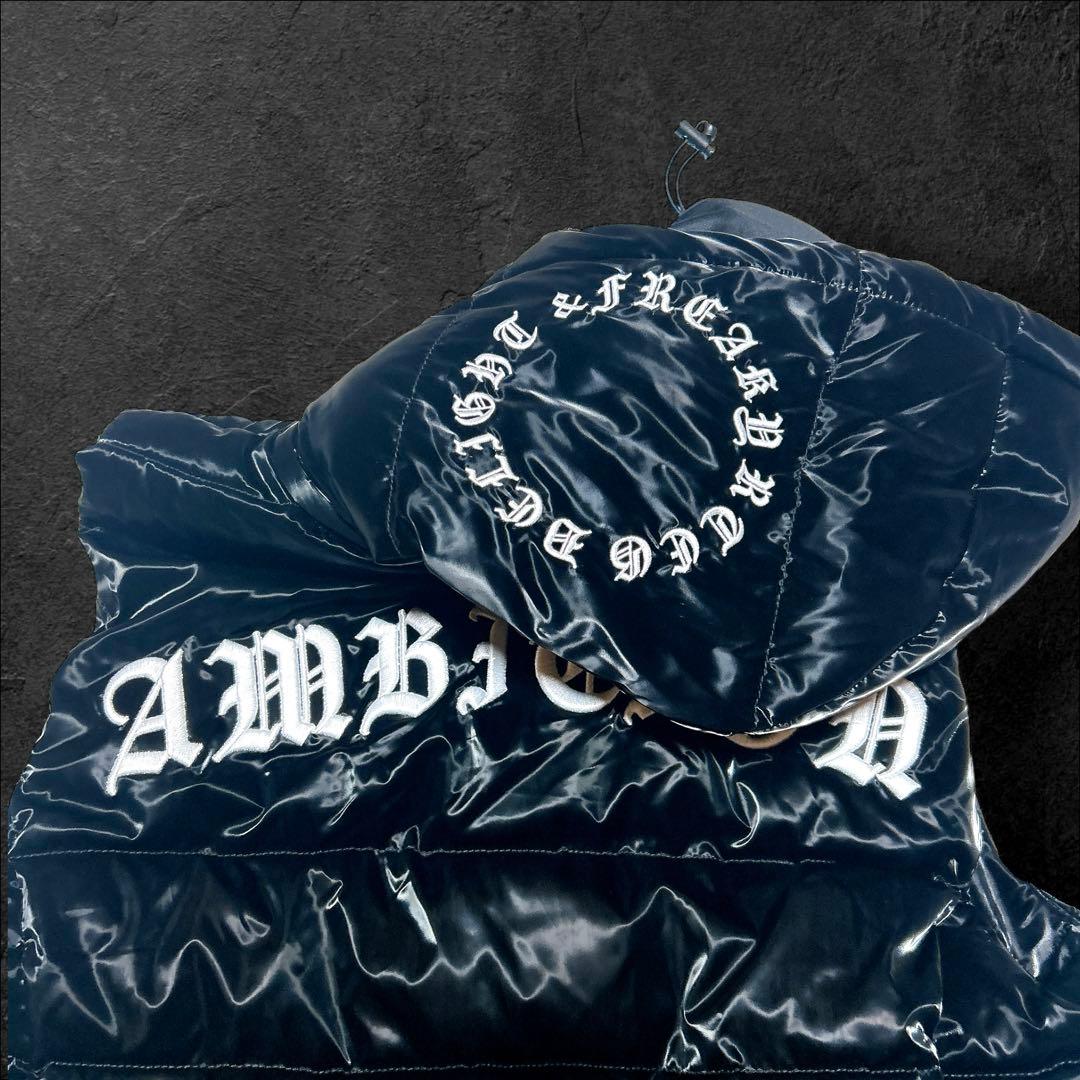 本日限定価格‼️adamsJUGGLER ダウンベスト 黒 光沢 人気 刺繍ロゴ