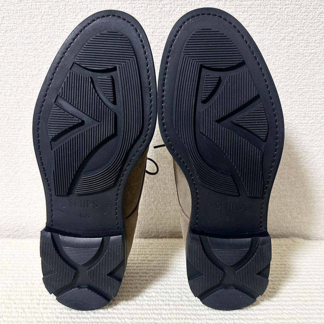 SHIPS ノルウェージャン Uチップ シューズ スエード カーキ レザー