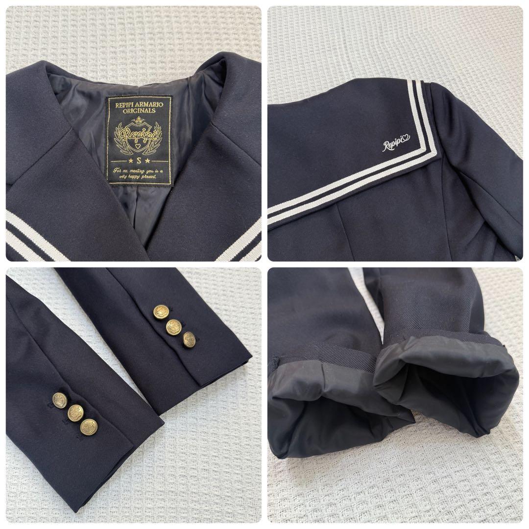 レピピアルマリオ 卒服 セーラー襟 金ボタン ダブル S ネイビー×グレー
