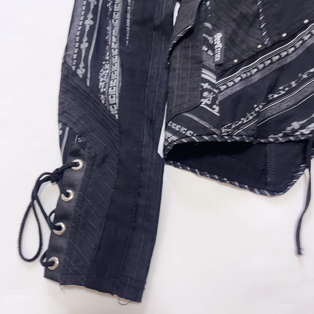 美品OZZ Croce オッズオン ストレッチテーラードジャケット スカル黒