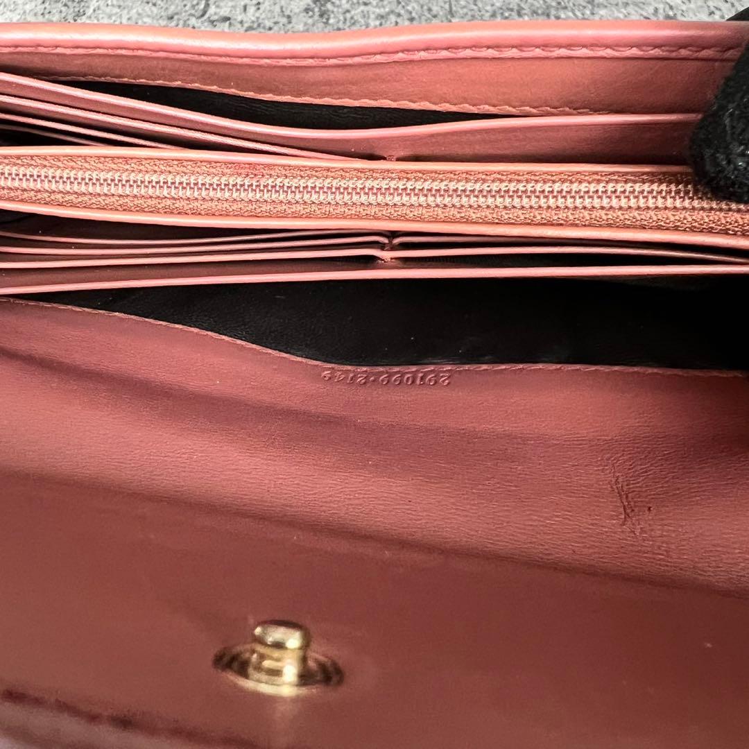 GUCCI マイクロGG シマ レザー 長財布 ピンク