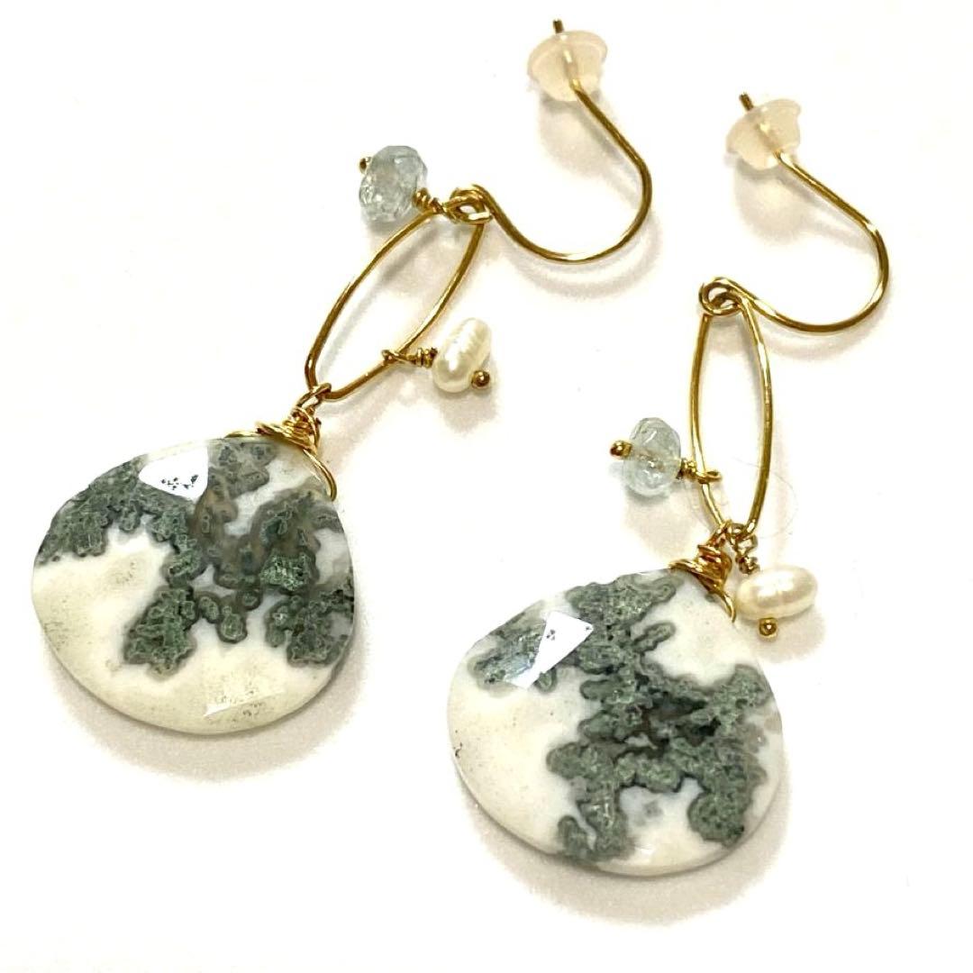 agete 天然石　フープ　ピアス