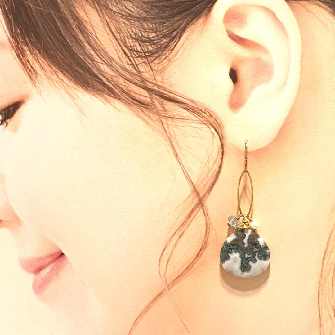 agete 天然石　フープ　ピアス