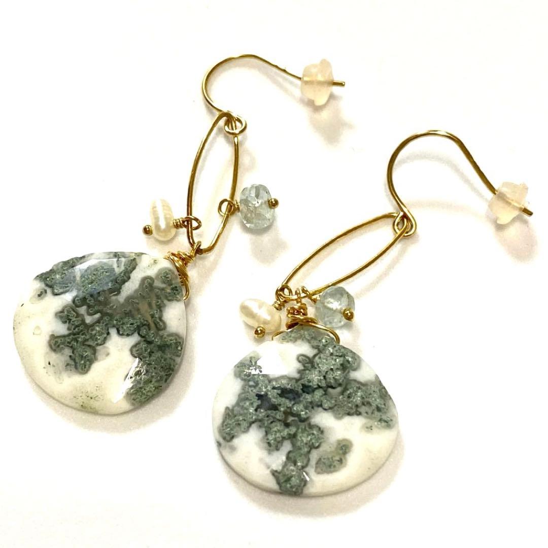 agete 天然石　フープ　ピアス