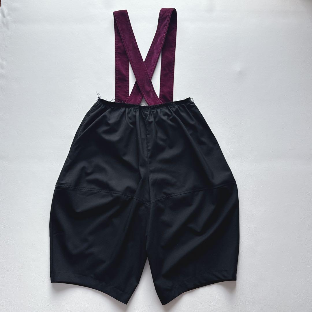 BLACKコムデギャルソン 吊りズボン　サロペット　ベロア　紫黒　サムエルパンツ