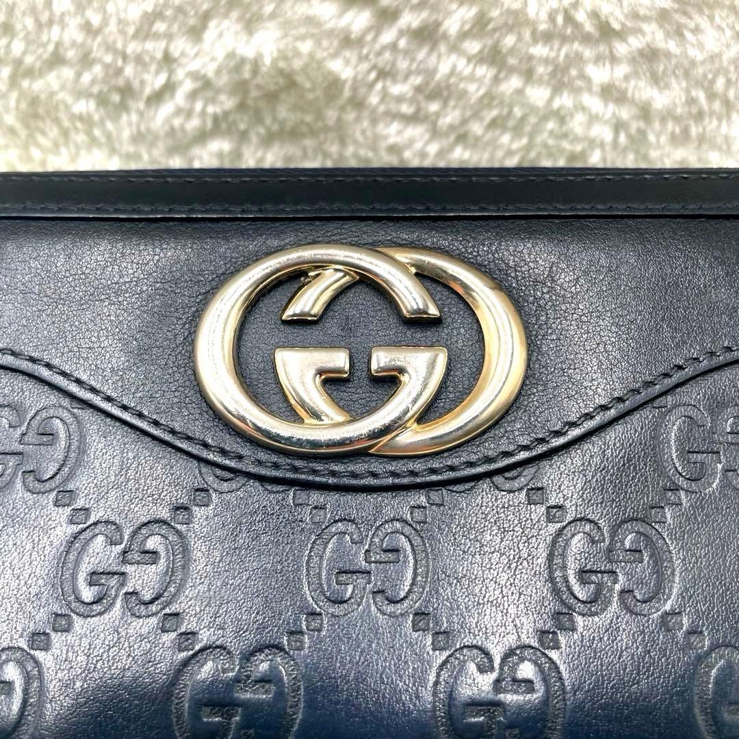 美品 グッチ GUCCI 長財布 スーキー インターロッキング シマ GG