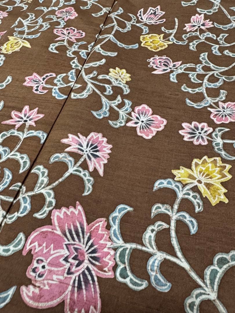 【銘品新品】京都老舗銘店「京ごふく細尾」 「木版染め」小千谷紬 玉糸 トール寸