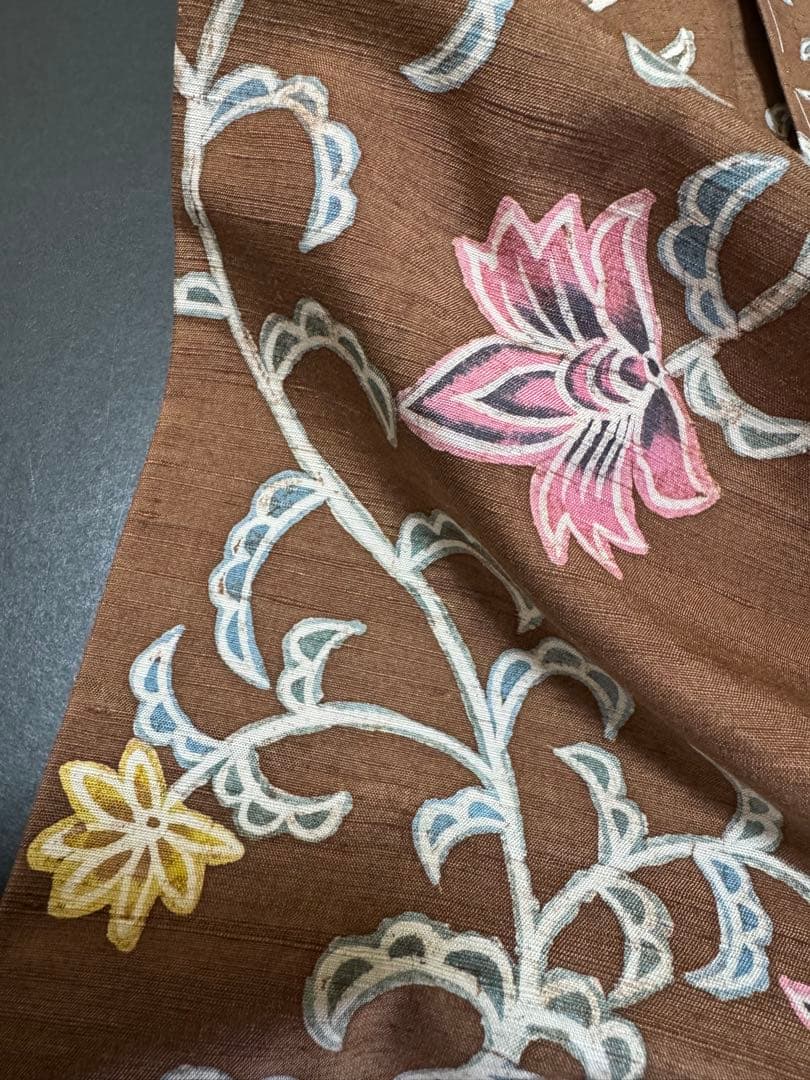 【銘品新品】京都老舗銘店「京ごふく細尾」 「木版染め」小千谷紬 玉糸 トール寸