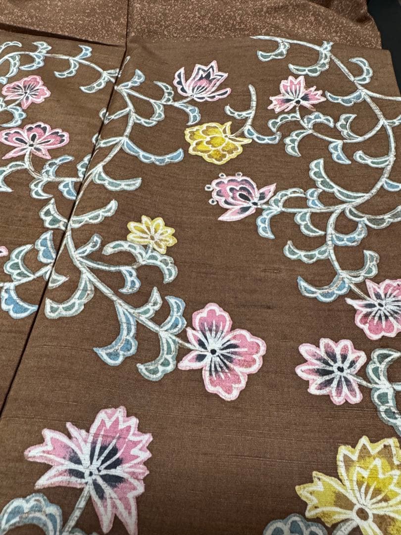 【銘品新品】京都老舗銘店「京ごふく細尾」 「木版染め」小千谷紬 玉糸 トール寸