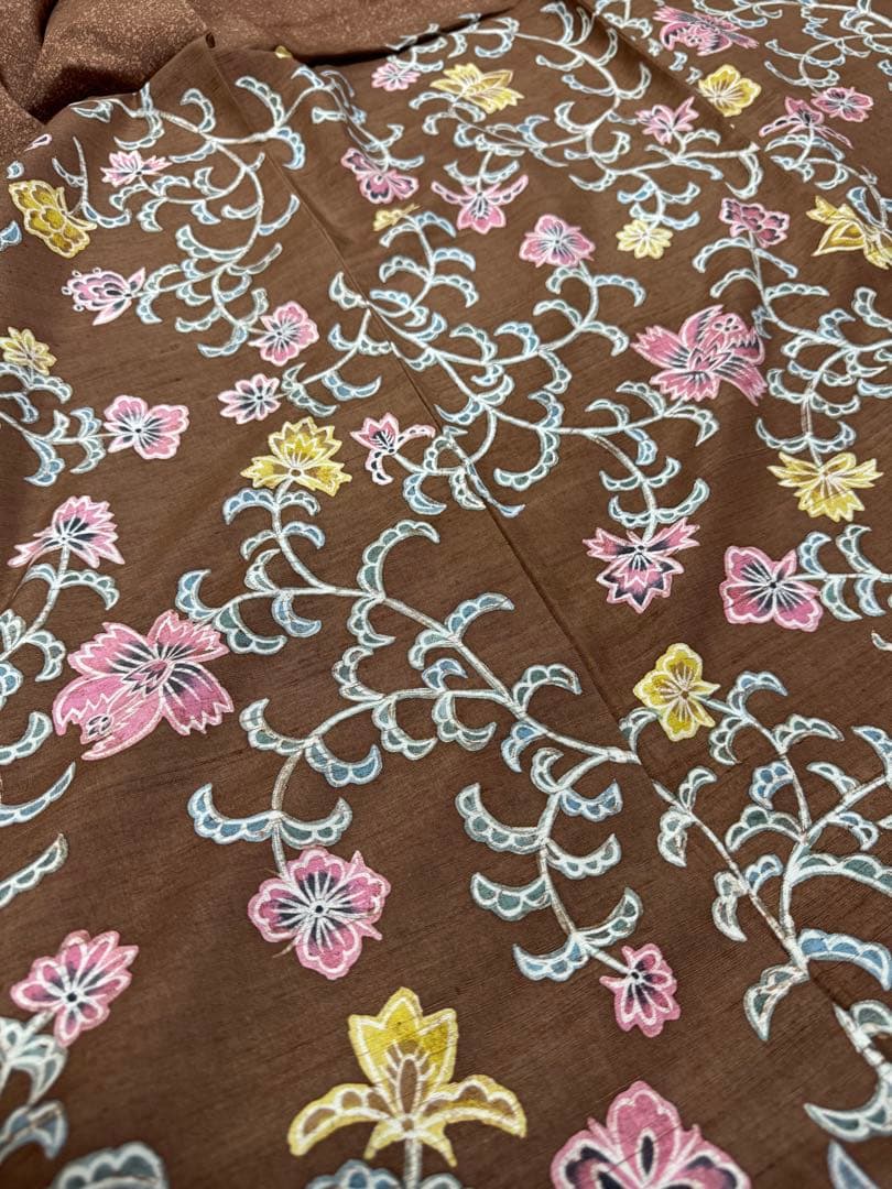 【銘品新品】京都老舗銘店「京ごふく細尾」 「木版染め」小千谷紬 玉糸 トール寸