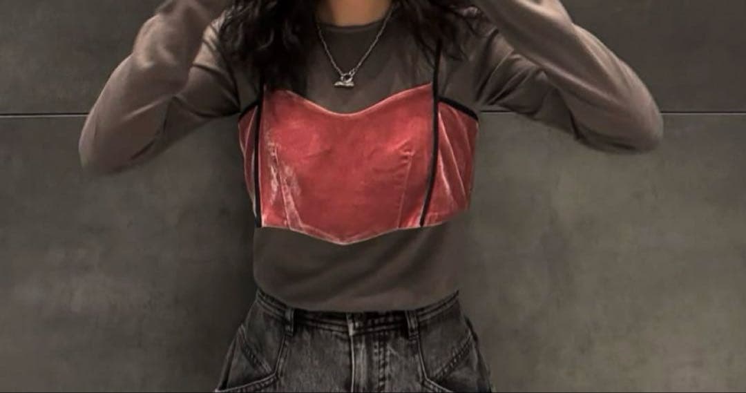 トップス Ameri VELOUR BRA SET CUT TOP