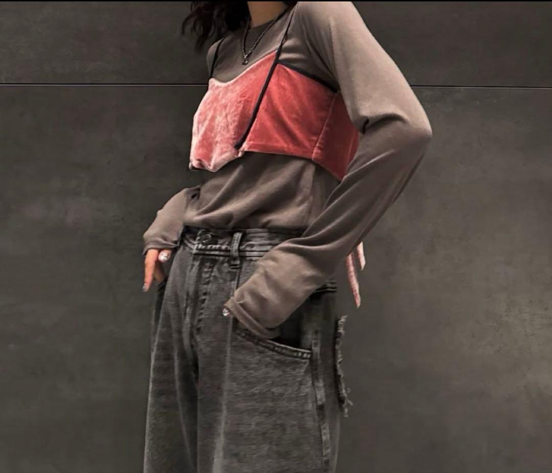 トップス Ameri VELOUR BRA SET CUT TOP