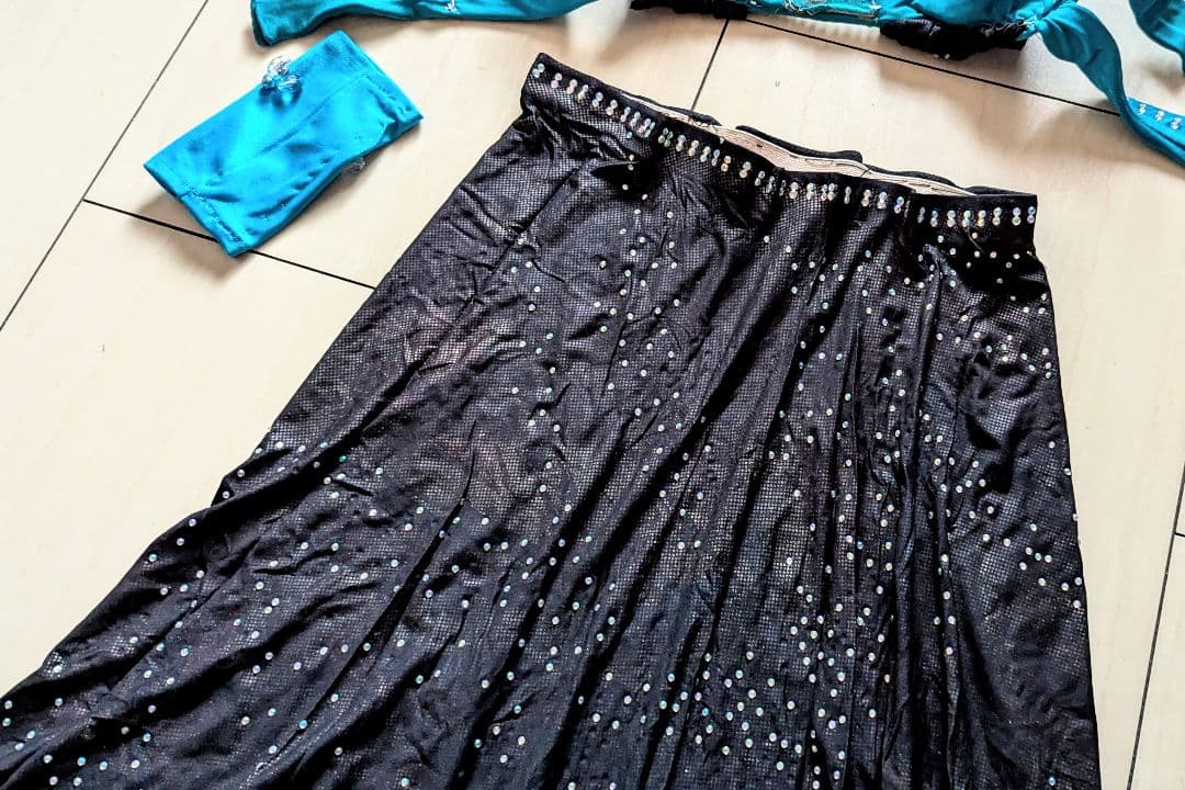 ベリーダンス 衣装 ターコイズ ブルー エメラルド グリーン ブラック 黒