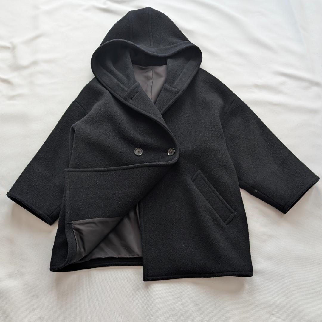 美品✨️エーピーストゥディオ　モッサオーバーフーディーコート　38　ブラック