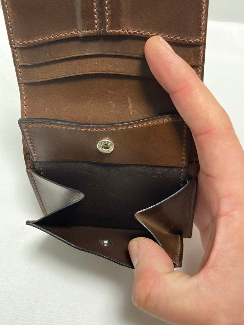 万双 ダブルホーウィン センターカバー二つ折り財布 Horween ブラウン