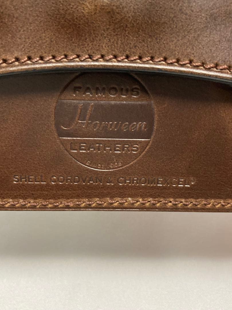 万双 ダブルホーウィン センターカバー二つ折り財布 Horween ブラウン