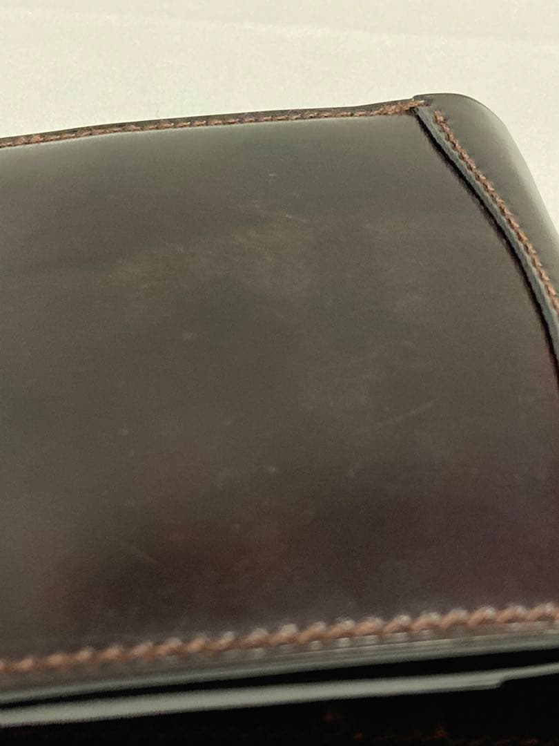 万双 ダブルホーウィン センターカバー二つ折り財布 Horween ブラウン