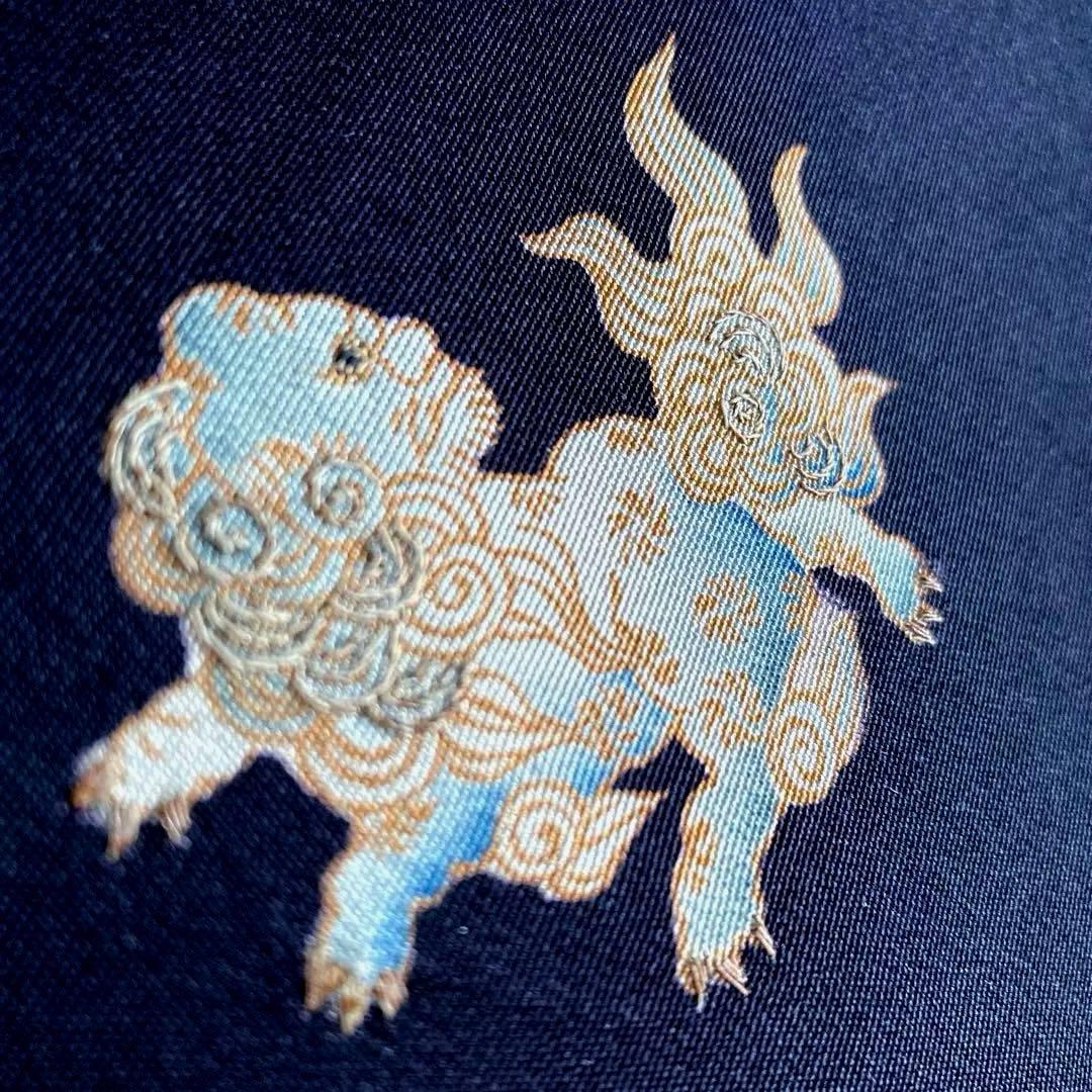 アンティーク名古屋帯　唐獅子　刺繍と染め　正絹　上質　大正ロマン　N3-26