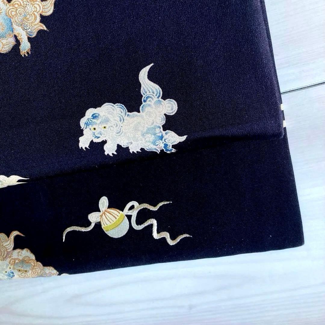 アンティーク名古屋帯　唐獅子　刺繍と染め　正絹　上質　大正ロマン　N3-26