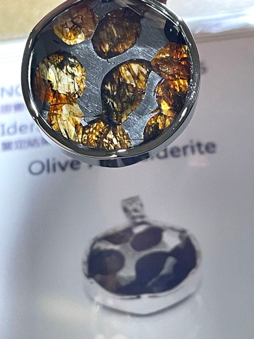 【新入荷】パラサイト隕石ペンダントトップ（新品未使用）鑑定書付き六芒星セリコ隕石