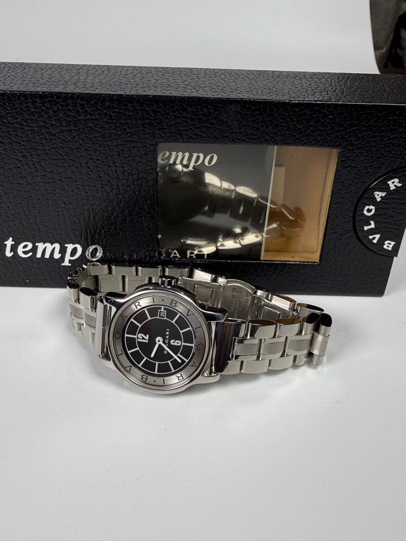 BVLGARI ソロテンポ ブラック文字盤 箱付ラウンドデイト 【極美品】