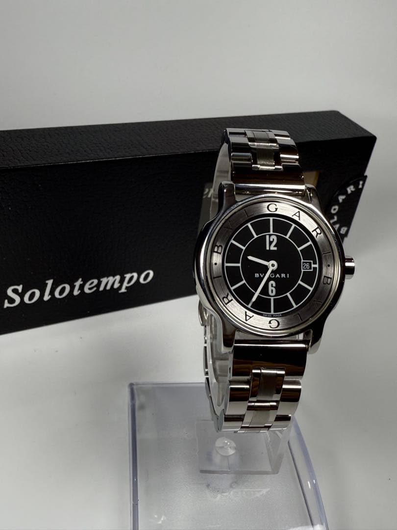 BVLGARI ソロテンポ ブラック文字盤 箱付ラウンドデイト 【極美品】