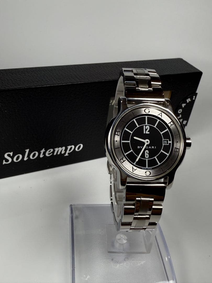 BVLGARI ソロテンポ ブラック文字盤 箱付ラウンドデイト 【極美品】