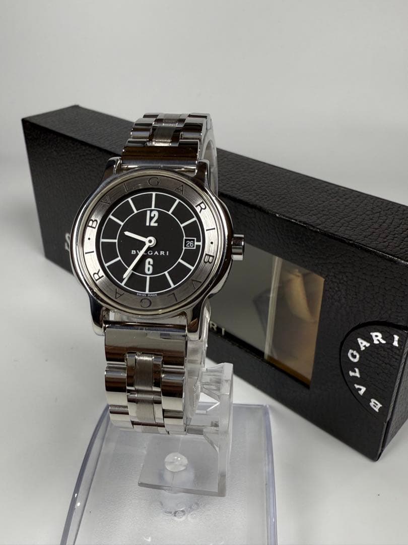BVLGARI ソロテンポ ブラック文字盤 箱付ラウンドデイト 【極美品】