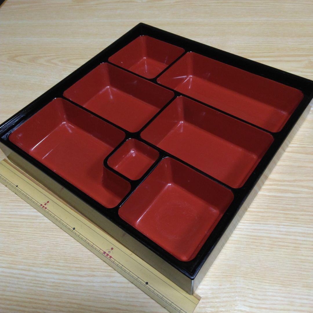 ②松花堂弁当箱 赤い仕切り付き 30㎝×30㎝×約6㎝ 10組セット