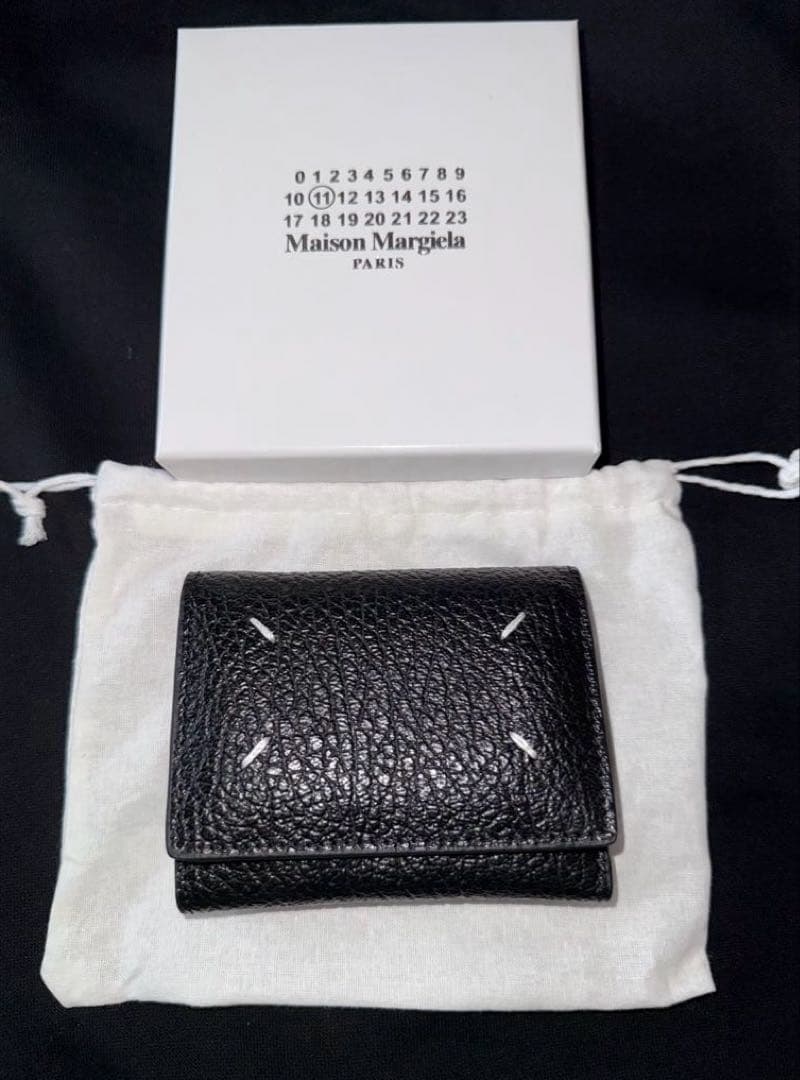 Maison Margiela ブラックレザー 三つ折り財布
