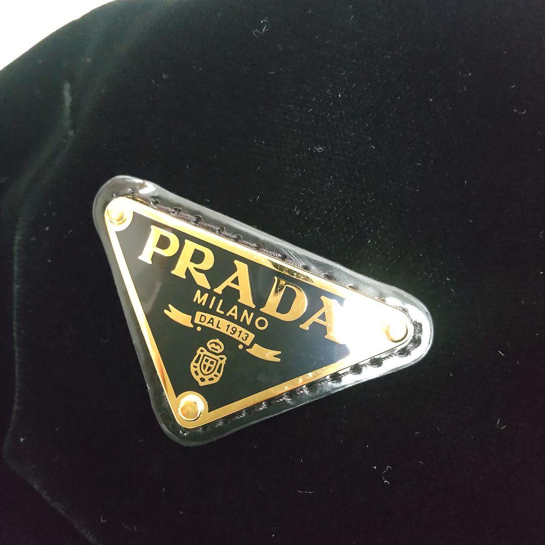 美品 23AW プラダ ゴールド 三角ロゴ ベロア バケットハット ブラック S